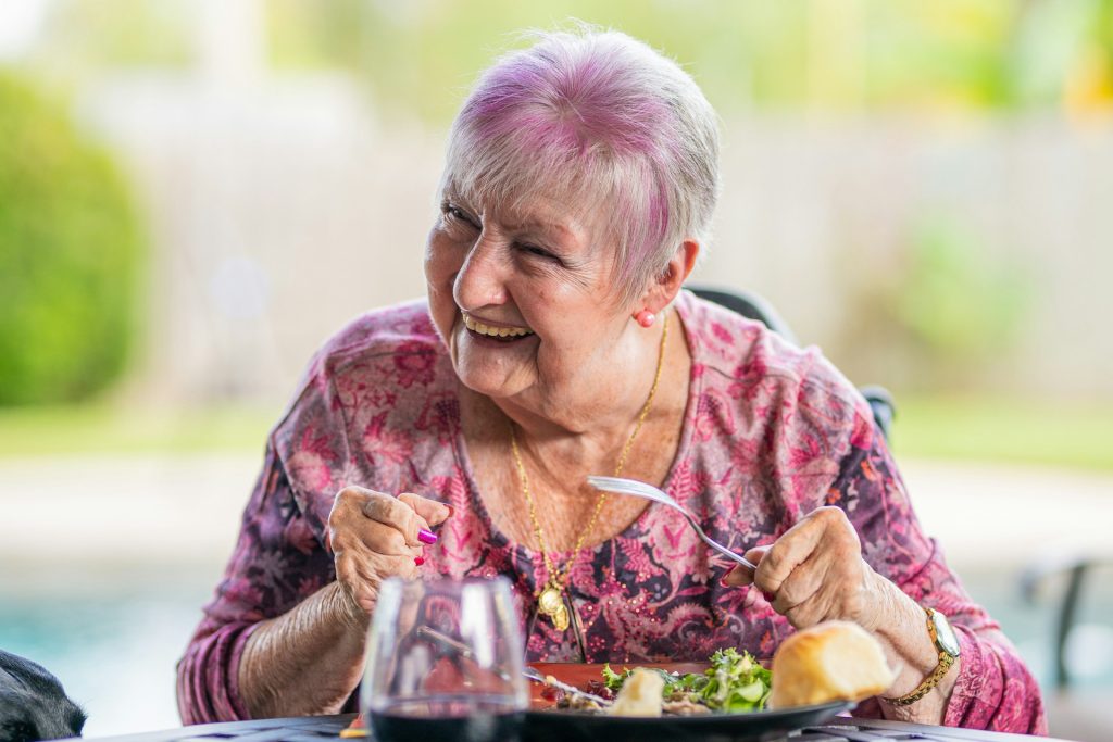 An old woman eating