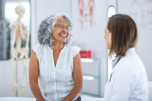 Two women talking