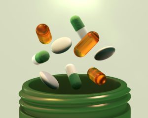 A jar filled with pills